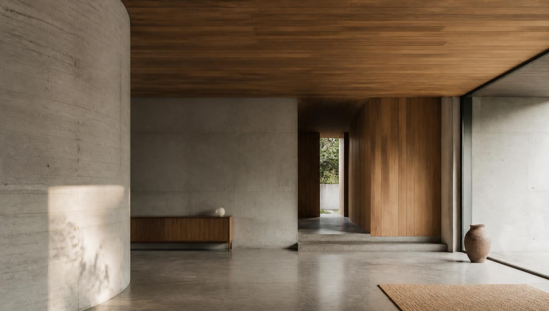 Minimalist architectural interior with soft natural light